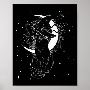 Vintages Beängstigendes Halloween-Katzenkostüm Hex Poster