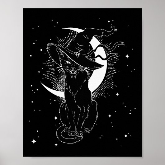 Vintages Beängstigendes Halloween-Katzenkostüm Hex Poster (Vorne)