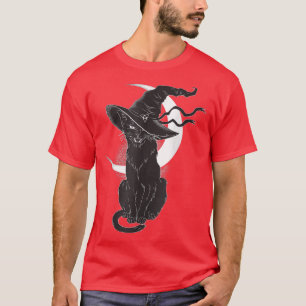 Vintages Beängstigendes Halloween-Katzenkostüm Hex T-Shirt