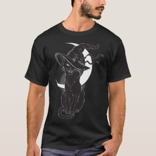 Vintages Beängstigendes Halloween-Katzenkostüm Hex T-Shirt