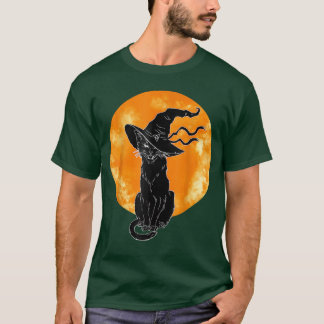 Vintages Beängstigendes Halloween-Katzenkostüm Hex T-Shirt