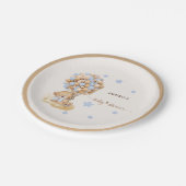 Vintages Bearly Wait Dusty Blue Baby Dusche Pappteller (Schrägansicht)