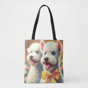 Vintages Bedlington Terrier Painting Tasche