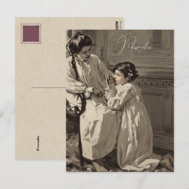Vintages Bedtime Viktorianisch Girls Gebet Foto Postkarte