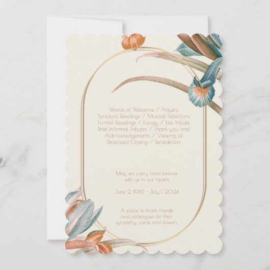 Vintages Beerdigungsprogramm für das Foto Einladung (Rückseite)