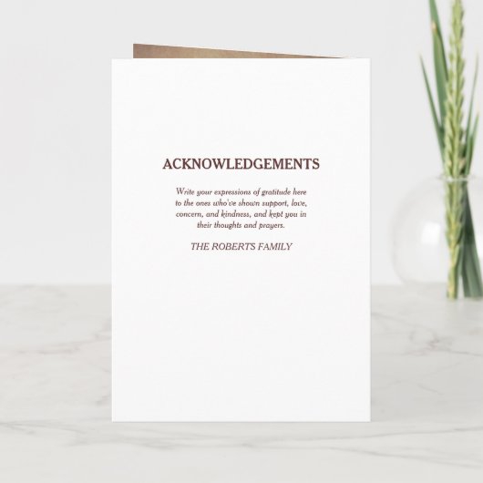 Vintages Beerdigungsprogramm für Red Poppies Programm (Rückseite)