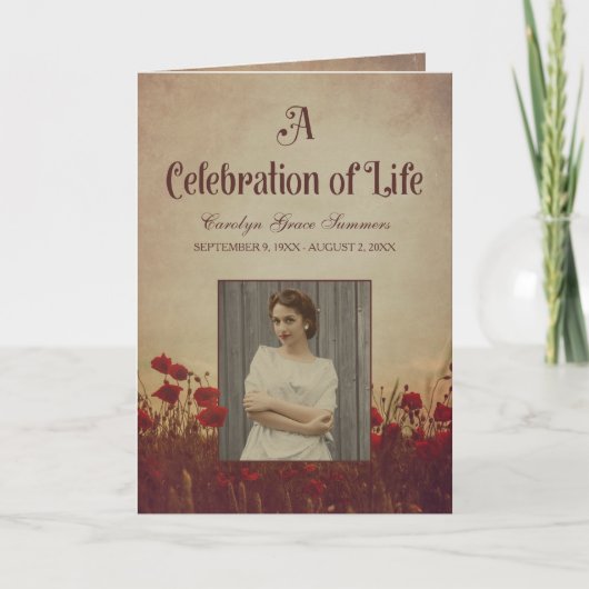 Vintages Beerdigungsprogramm für Red Poppies Programm (Vorderseite)