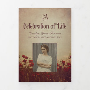 Vintages Beerdigungsprogramm mit Foto für Rote Pop Dreifach-gefaltete Programmkarte