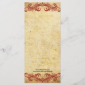 Vintages Begrüßungsmenü für Burgund Swirl Menükarte (Rückseite)