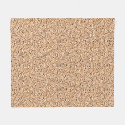 Vintages Beige-Imitat-Leder Fleecedecke (Vorderseite (Horizontal))