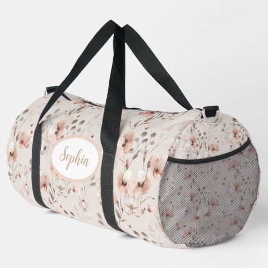 Vintages Beige-Rosa-Muster Duffle Bag (Rechte Ecke)