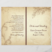 Vintages Beige-Scrollblatt-Hochzeitsprogramm (Vorderseite)