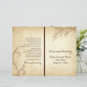 Vintages Beige-Scrollblatt-Hochzeitsprogramm (Stehend Vorderseite)