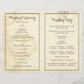 Vintages Beige-Scrollblatt-Hochzeitsprogramm (Rückseite)