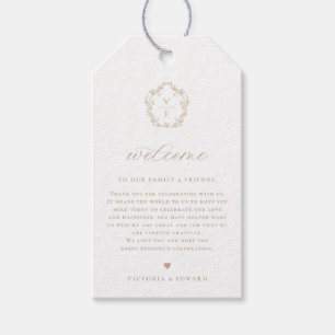 Vintages Beige Wappen Hochzeitsempfang Geschenkanhänger