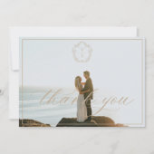 Vintages Beige Wappen Monogram Wedding Foto Dankeskarte (Vorderseite)
