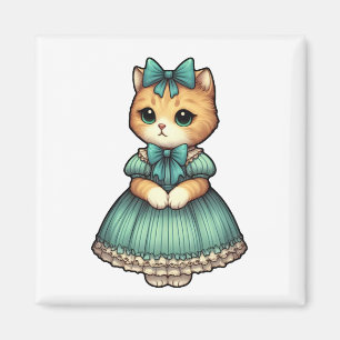 Vintages bekleidetes Kitten Magnet