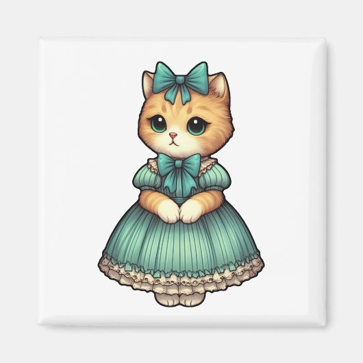 Vintages bekleidetes Kitten Magnet (Vorne)