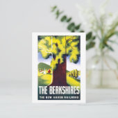 Vintages Berkshires Reiseplakat Postkarte (Stehend Vorderseite)