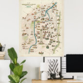 Vintages Berliner Deutscher Denkmal Karte (1856) Poster (Heimbüro)