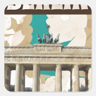 Vintages Berliner Reiseplakat Quadratischer Aufkleber