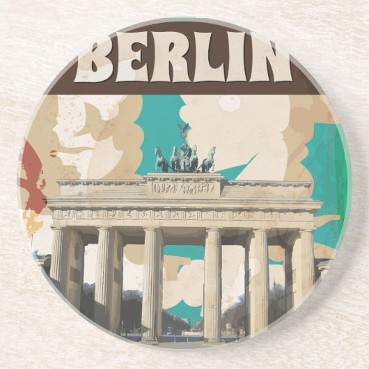 Vintages Berliner Reiseplakat Sandstein Untersetzer (Vorne)