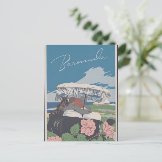 Vintages Bermuda Travel Poster Postkarte (Stehend Vorderseite)