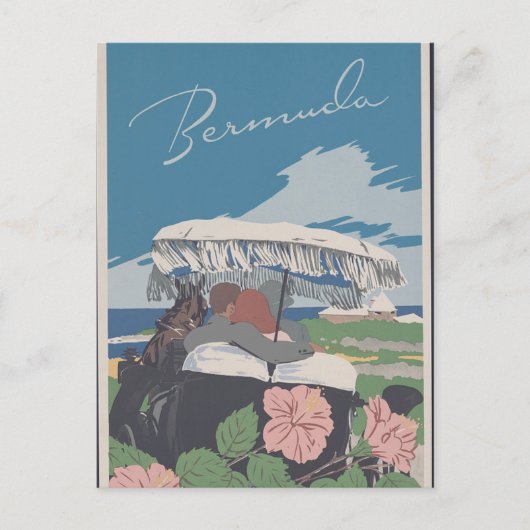 Vintages Bermuda Travel Poster Postkarte (Vorderseite)