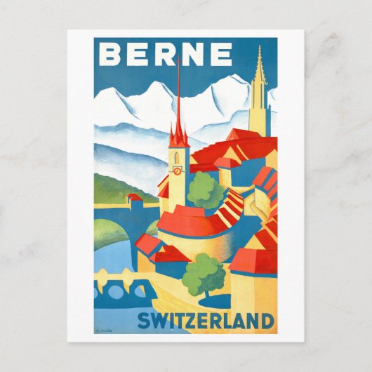 Vintages Bern, Schweiz, Travel Poster Postkarte (Vorderseite)