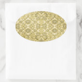 Vintages, besticktes Metallfoliendesign Ovaler Aufkleber (Tasche)