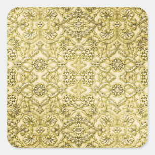 Vintages, besticktes Metallfoliendesign Quadratischer Aufkleber