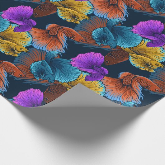 Vintages Beta-Fischmuster Geschenkpapier (Ecke)