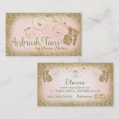 Vintages bezauberndes TAN-GoldGlitzer-Rosa der Visitenkarte (Vorne/Hinten)