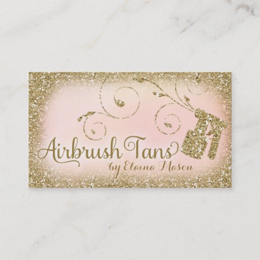 Vintages bezauberndes TAN-GoldGlitzer-Rosa der Visitenkarte (Vorderseite)