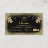Vintages bezauberndes TAN-GoldGlitzer-Schwarzes Visitenkarte (Rückseite)