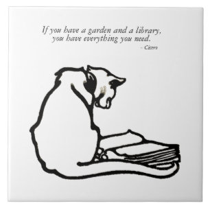 Vintages Bibliotheks-Garten-Katzen-Zitat Fliese