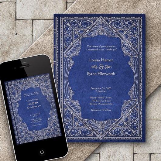 Vintages Bibliotheksbuch Einladung