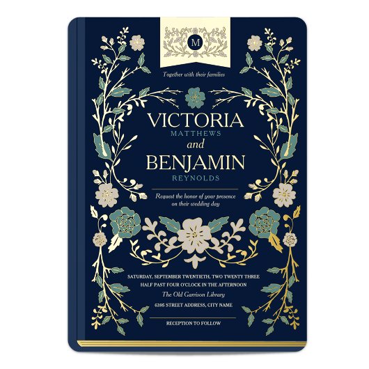 Vintages Bibliotheksbuch Folieneinladung