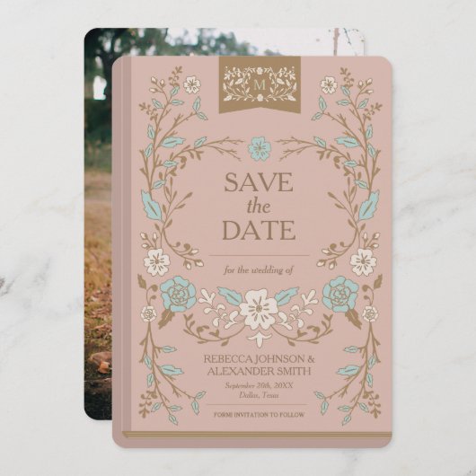 Vintages Bibliotheksbuch Save the Date (Vorne/Hinten)