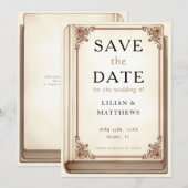 Vintages Bibliotheksbuch Save The Date (Vorne/Hinten)