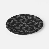 Vintages Bicycle Print Muster Classic Bikes Black Pappteller (Schrägansicht)