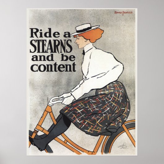 Vintages Bicycle Stearns Woman Ad Art Poster (Vorne)
