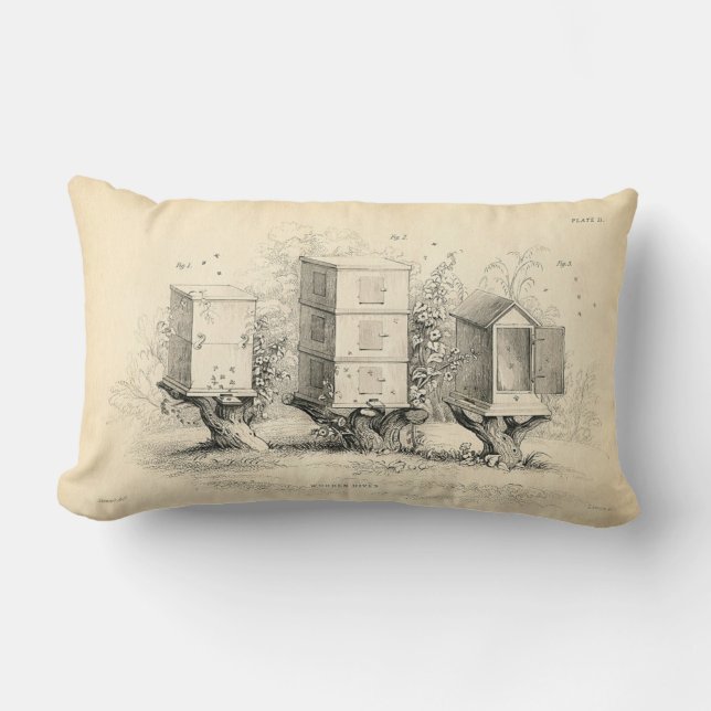 Vintages Bienen-Bienenstock-Kissen Lendenkissen (Vorderseite)