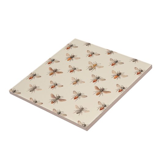 Vintages Bienen-Illustrations-Muster Fliese (Seite)