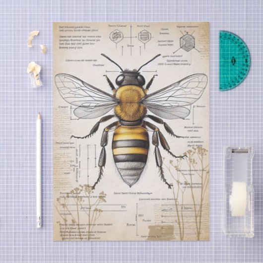 Vintages Bienendiagramm Seidenpapier (Handwerk)