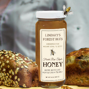 Vintages Bienenhonigetikett Handflasche Roh Queenl Adressaufkleber