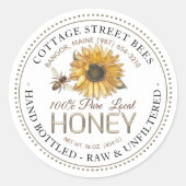 Vintages Bienenhonigetikett Handflasche Roh Runder Aufkleber (Vorderseite)