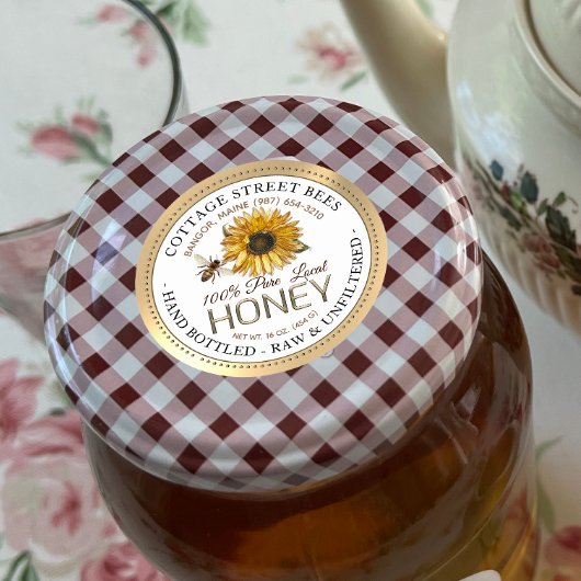 Vintages Bienenhonigetikett Handflasche Roh Runder Aufkleber