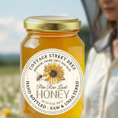 Vintages Bienenhonigetikett Handflasche Roh Runder Aufkleber