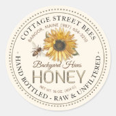 Vintages Bienenhonigetikett Handflasche Roh Runder Aufkleber (Vorderseite)